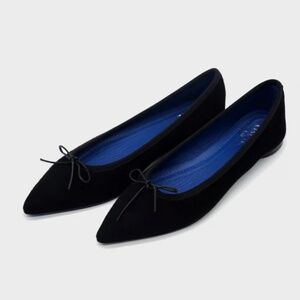 NUR ITALY New Isabella Black Suede Leather Pointed Toe Ballet Flats Shoes 40 / U